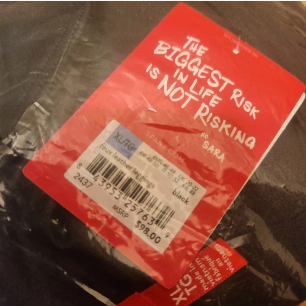 NEW Spanx Black Faux Leather Leggings Sz XL NWT Slimming Shaping Contour - Picture 4 of 6